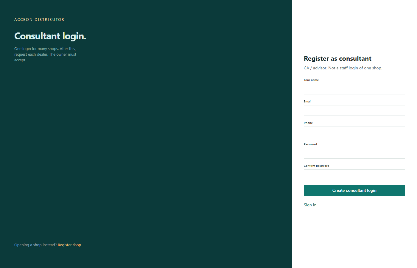 Register consultant