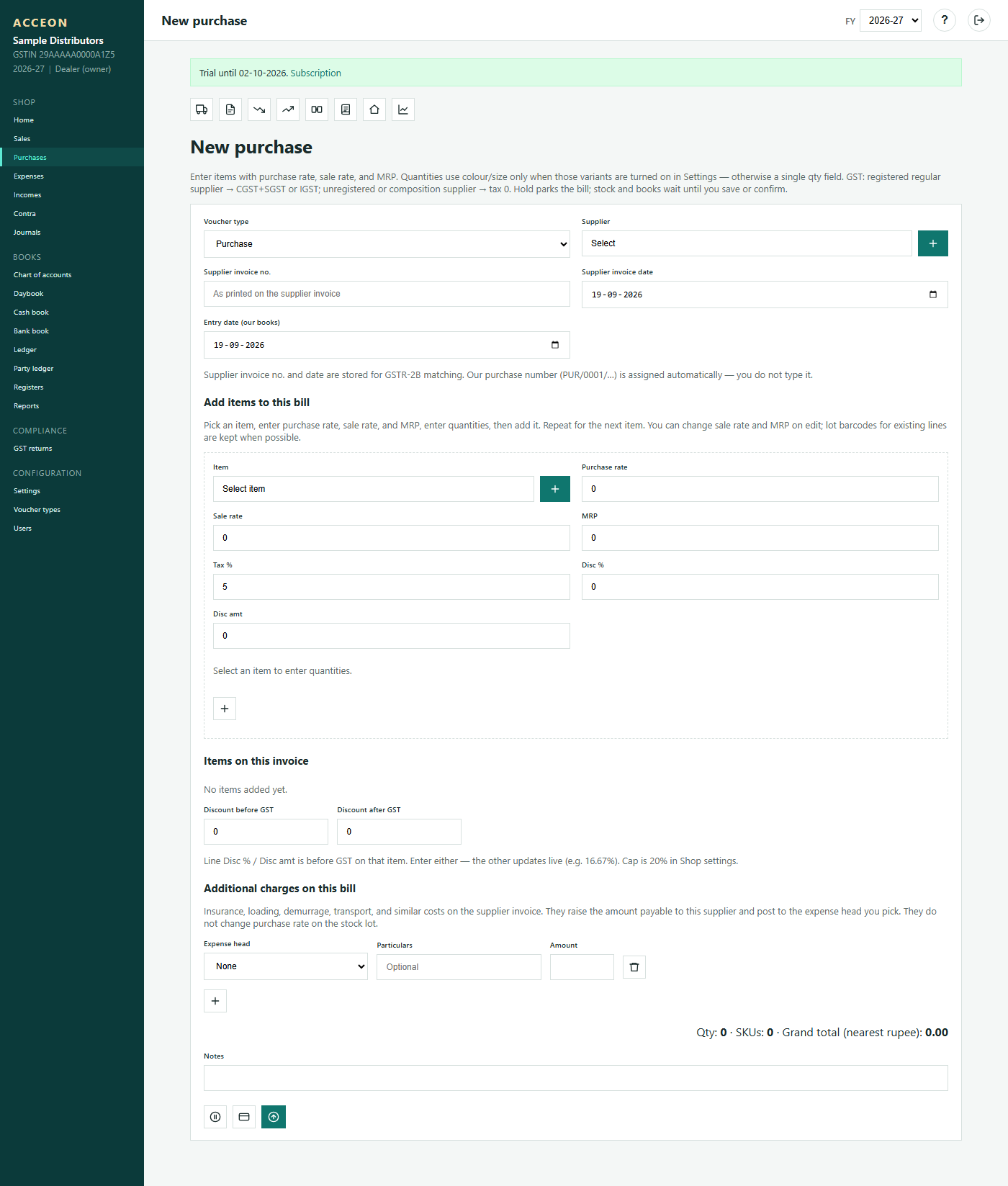 Create purchase