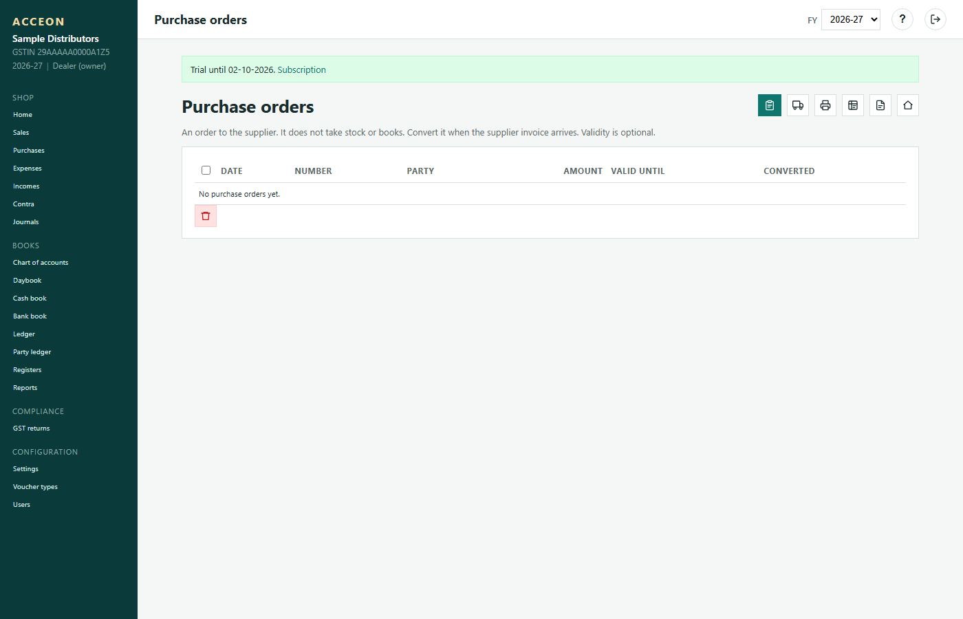 Purchase orders
