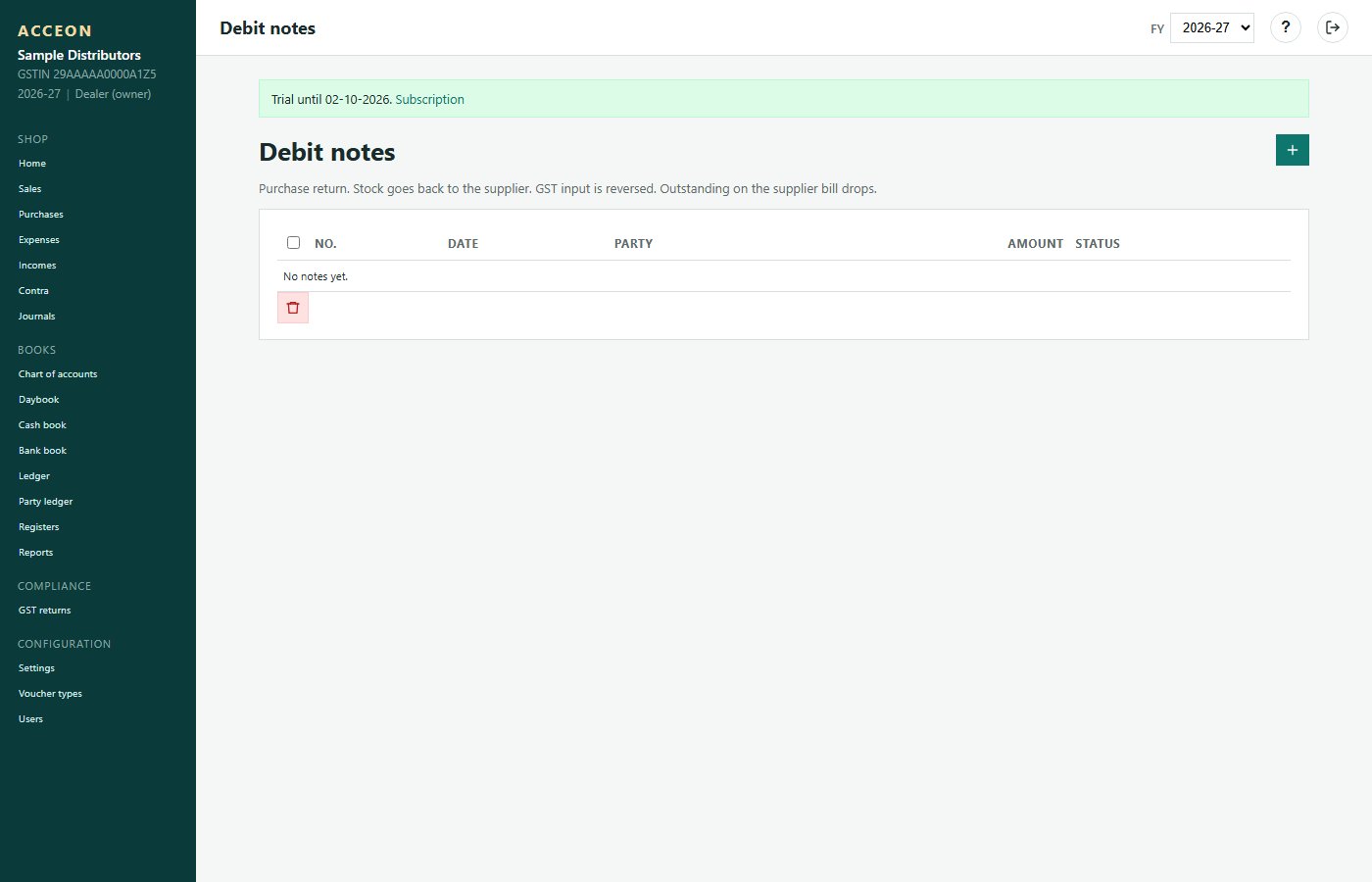 Debit notes