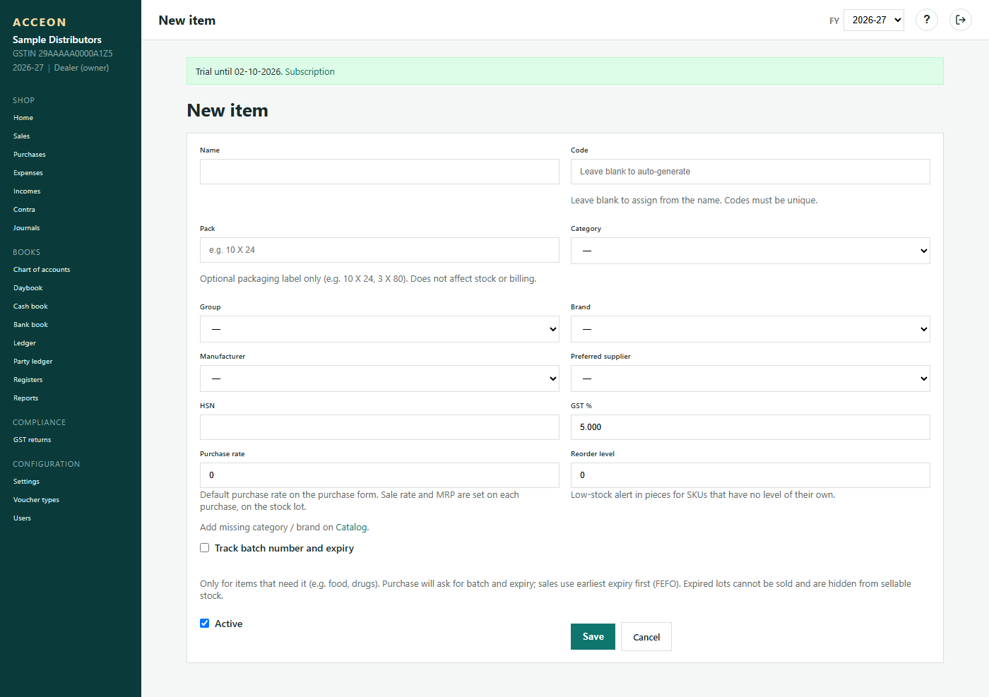 Create item