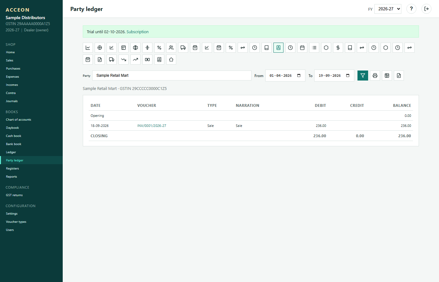 Party ledger