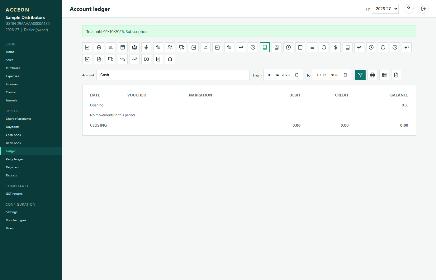 Account ledger