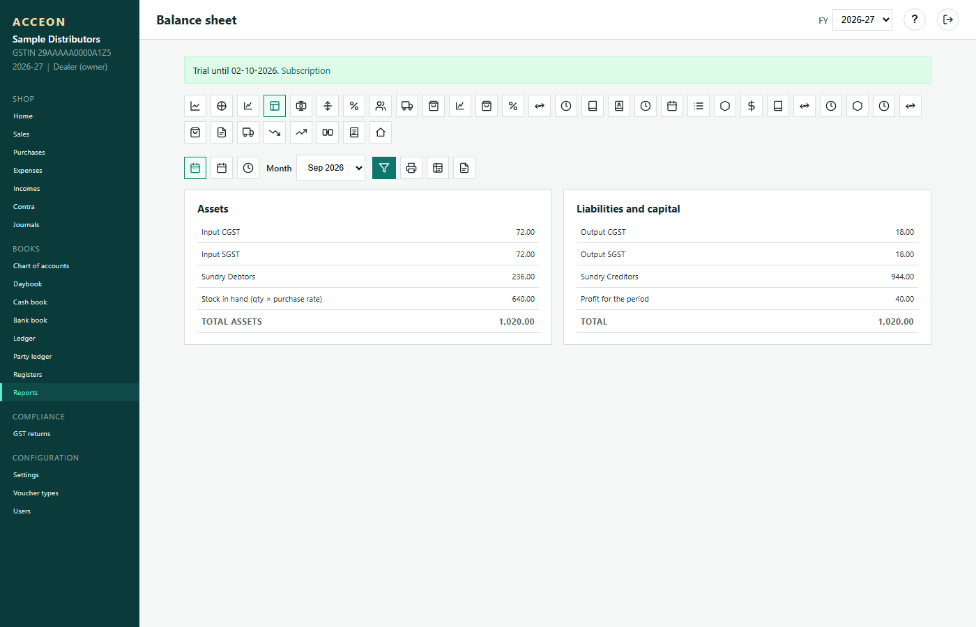 Balance sheet